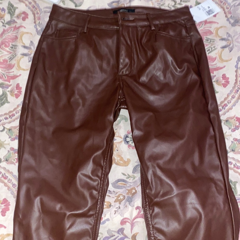 Forever 21 burgundy faux leather pants new with tags